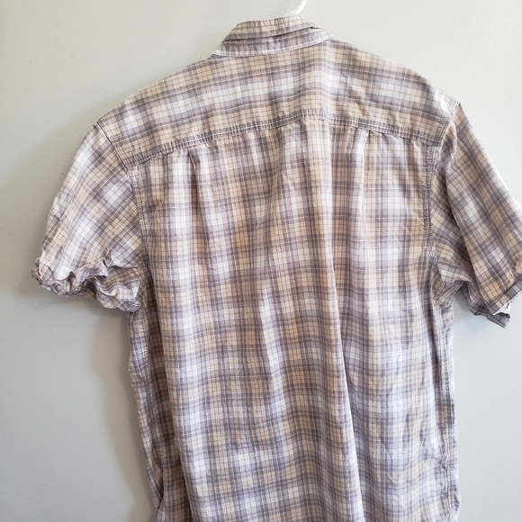 Blue mountains M Mens button down shirt cream and white stripes - Picture 3 of 3